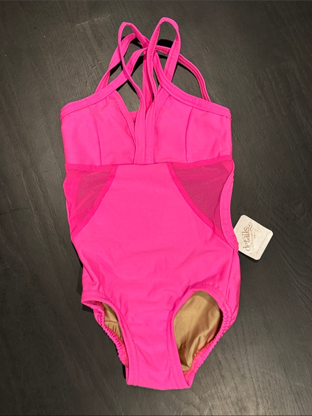 Girls' Hot Pink One-Piece Swimsuit with Strappy Back - Details